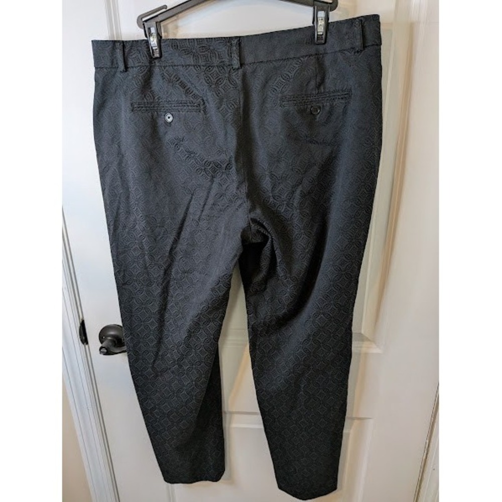 Zac & Rachel Black Geometric Jacquard Dress Pants Trousers Womens 14